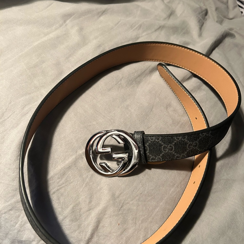 Gucci Black and Cream GG Monogram Belt